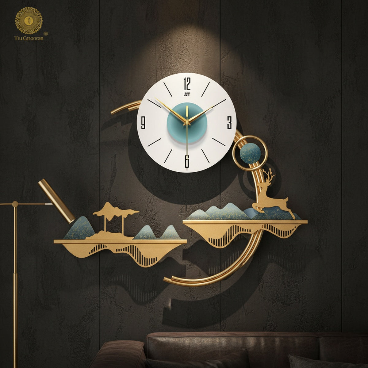 Golden Deer Metal Wall Clock