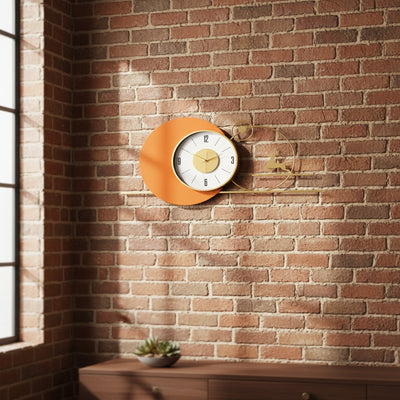 Golden Deer Orange Wall Clock