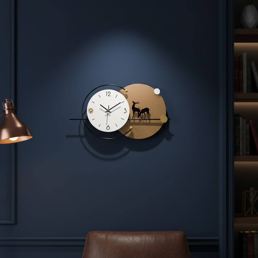 Golden Deer Wall Clock