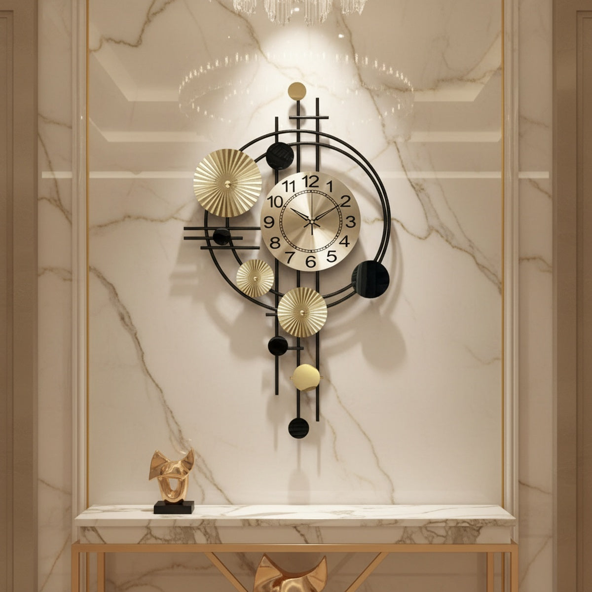 Golden Disc Metal Wall Clock