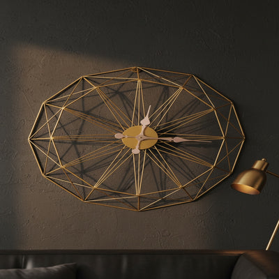 Golden Faceted Metal Wall Clock