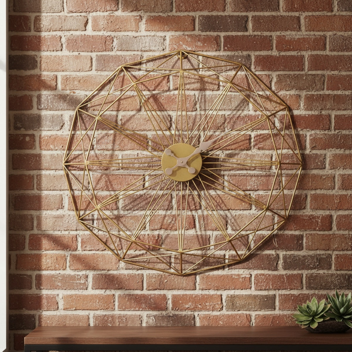 Golden Faceted Metal Wall Clock