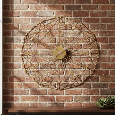 Golden Faceted Metal Wall Clock