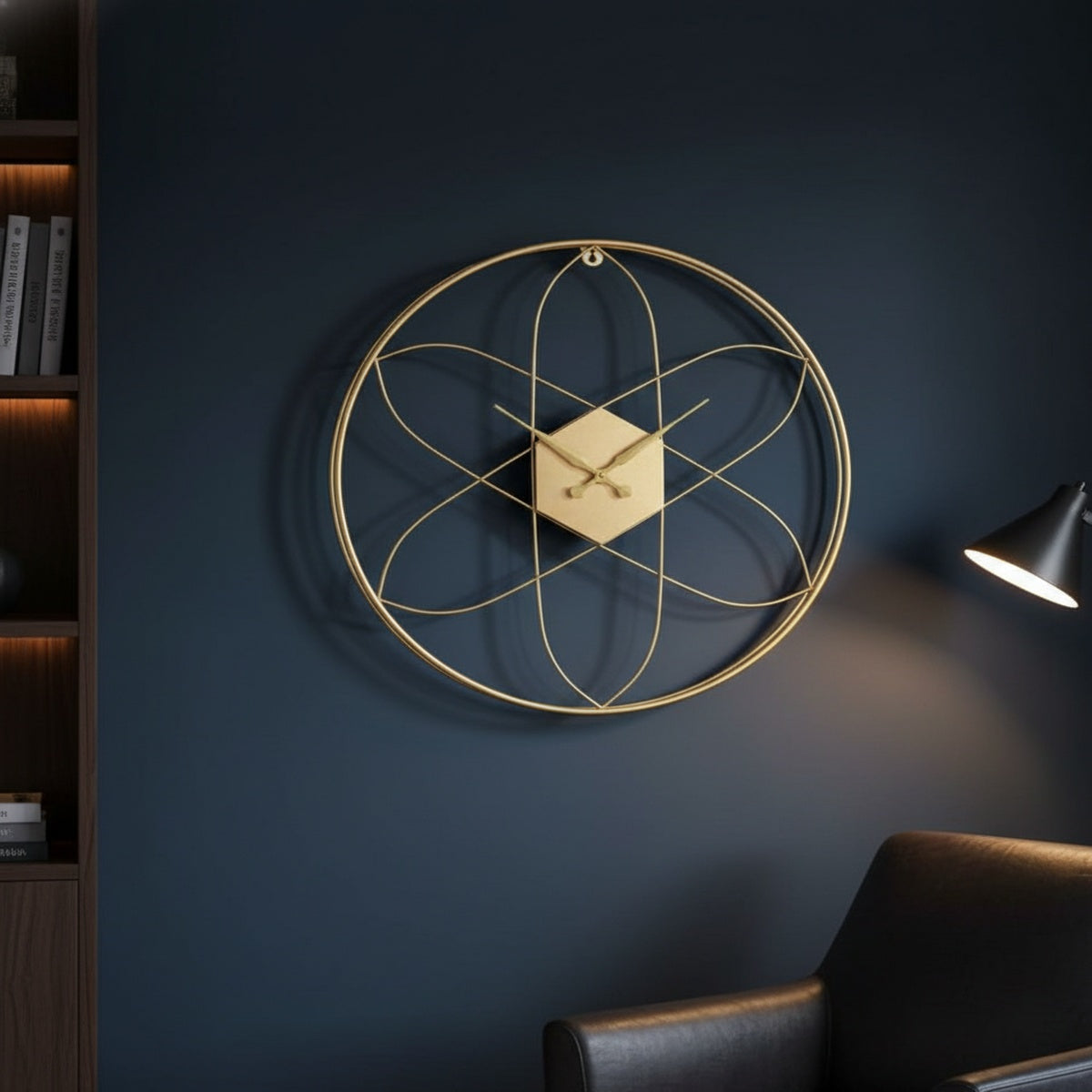 Golden Flower Metal Wall Clock