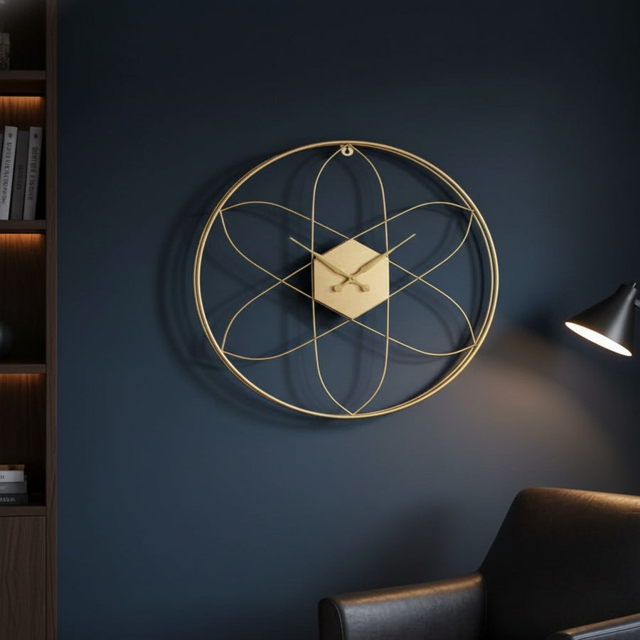 Golden Flower Metal Wall Clock