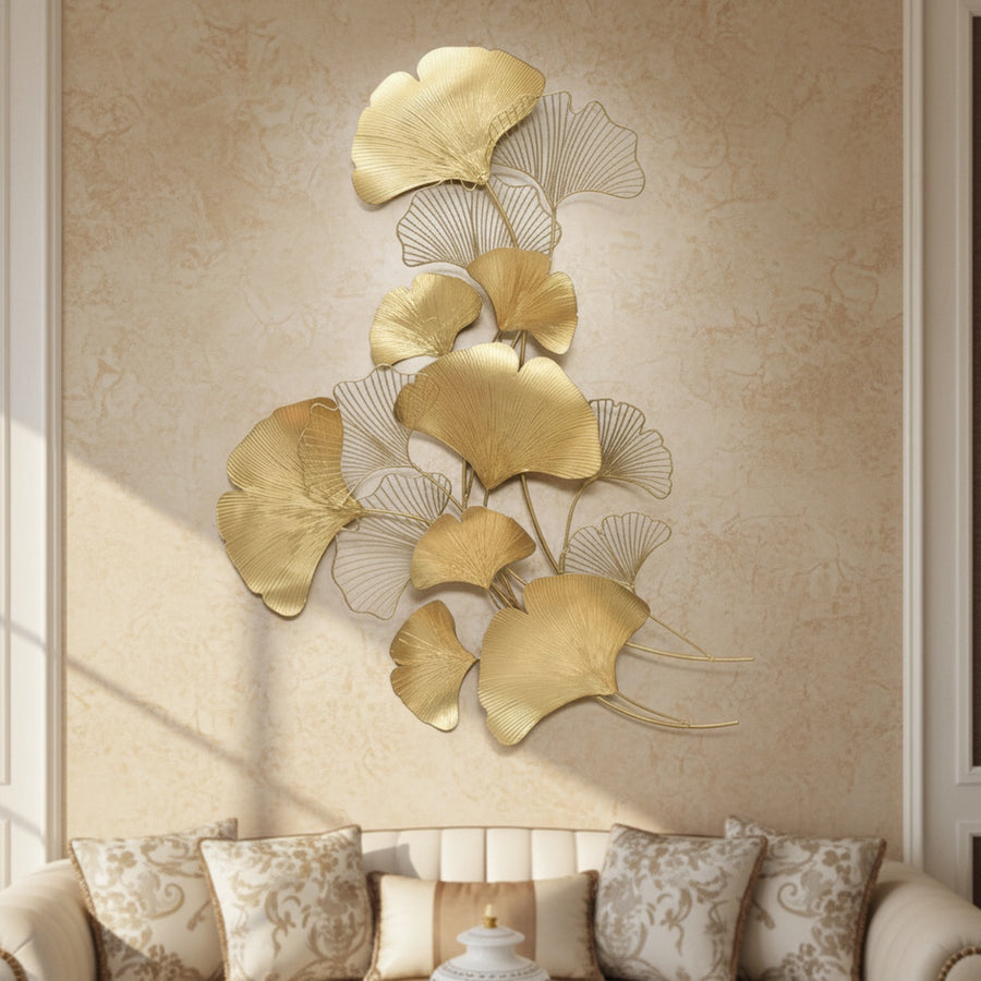 Golden Ginkgo Metal Wall Art