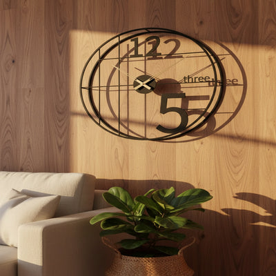 Golden Grid Metal Wall Clock