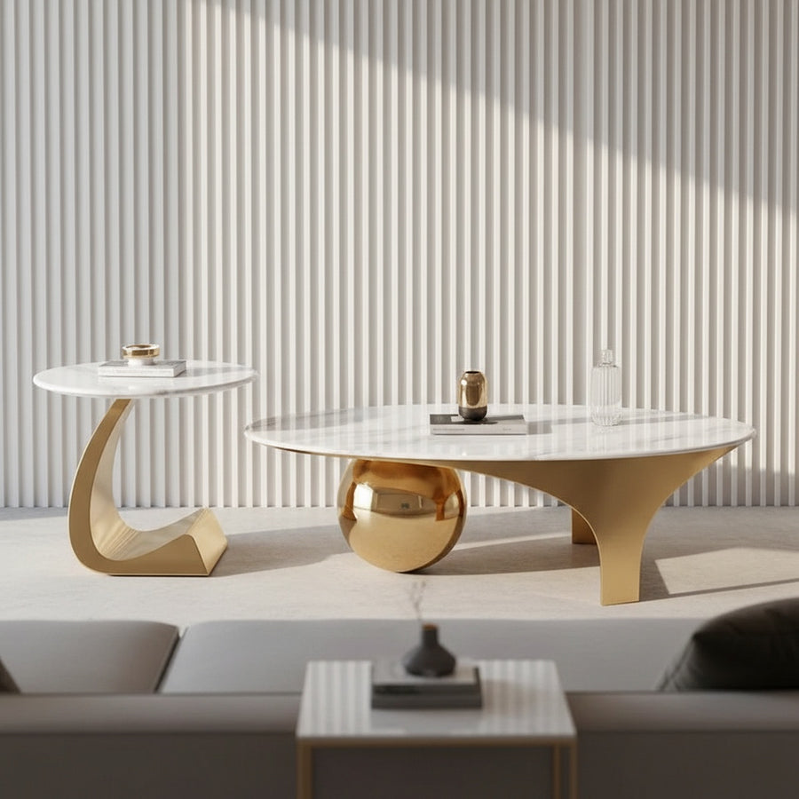Golden Marble Centre Table Set of 2