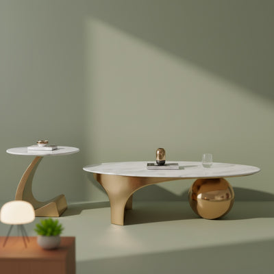 Golden Marble Centre Table Set of 2