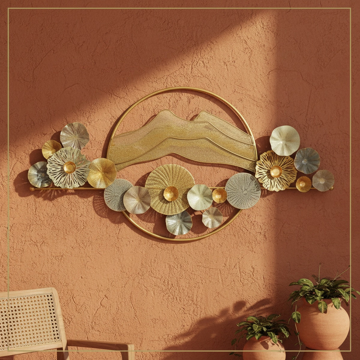 Golden Mountain Metal Wall Art