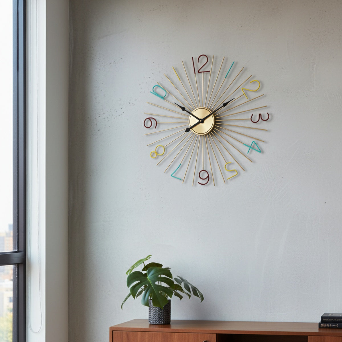 Golden Multicolour Wall Clock