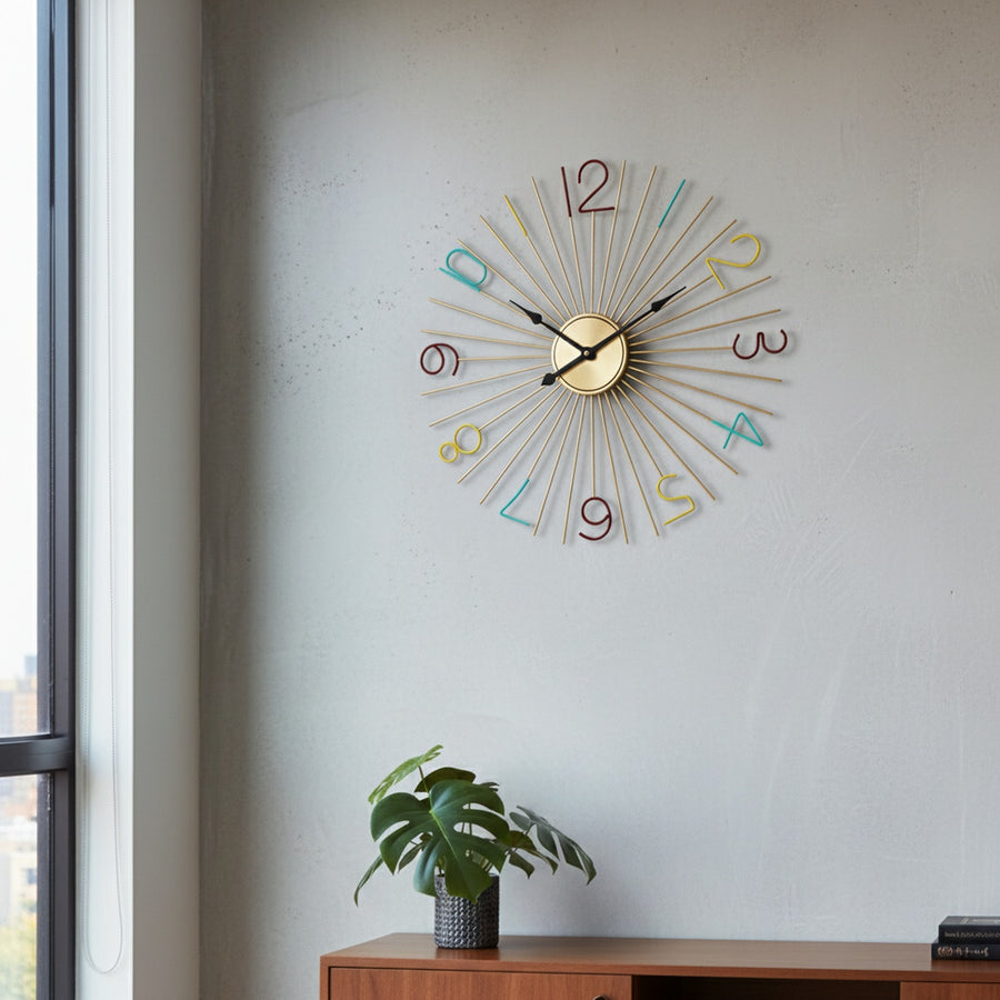 Golden Multicolour Wall Clock