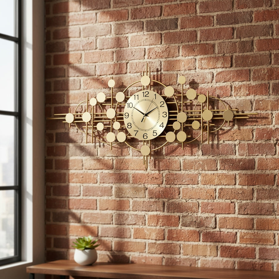 Golden Radiance Metal Wall Clock