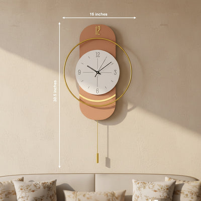 Golden Ring Peach Wall Clock