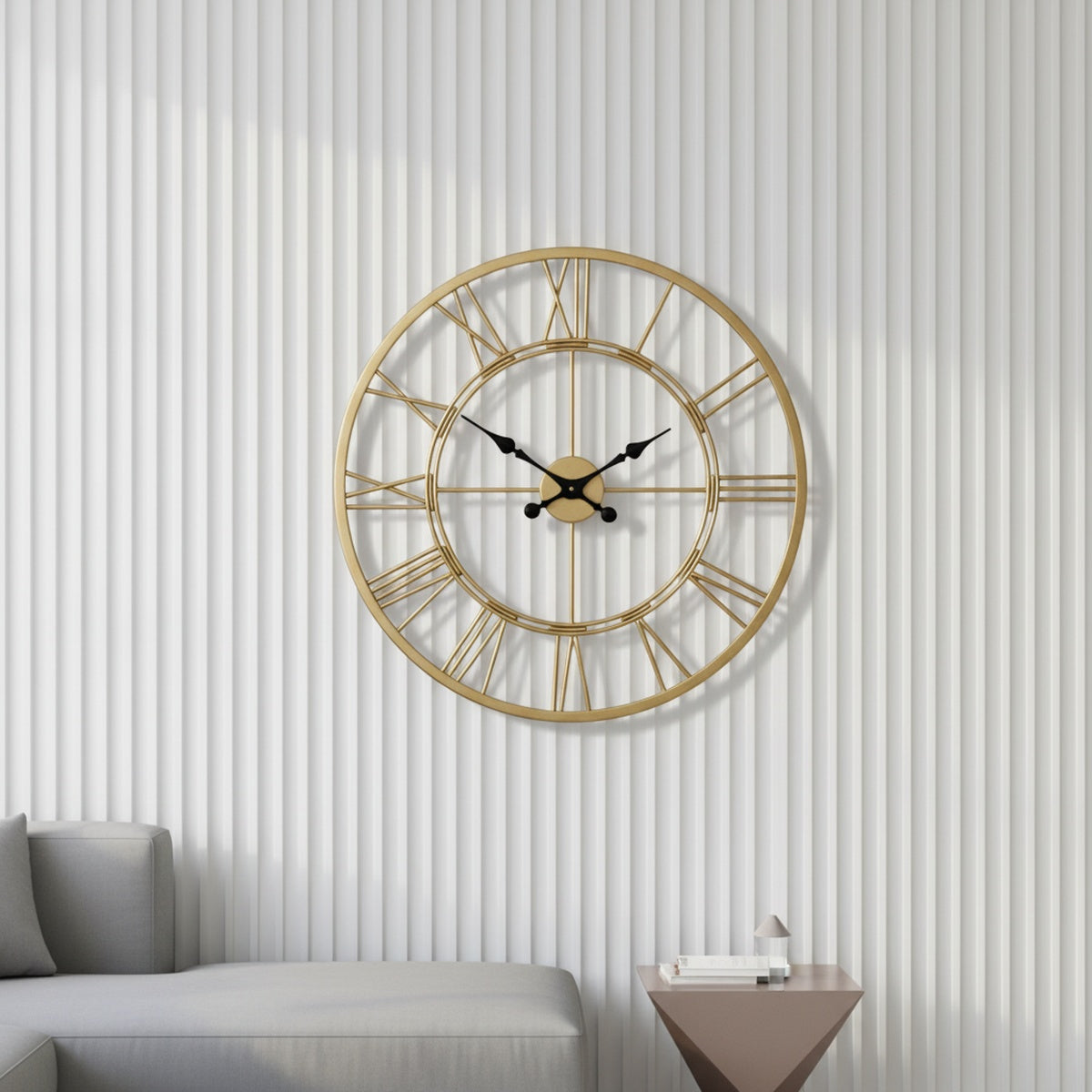 Golden Roman Numeral Wall Clock