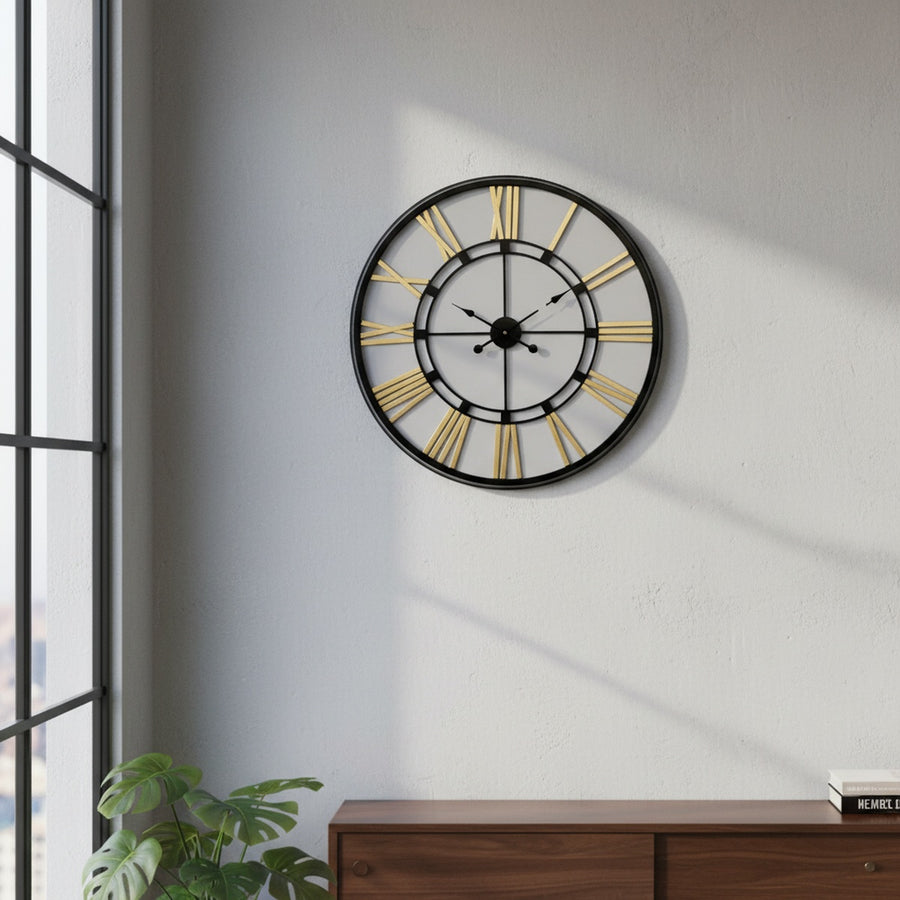 Golden Roman Numeral Wall Clock