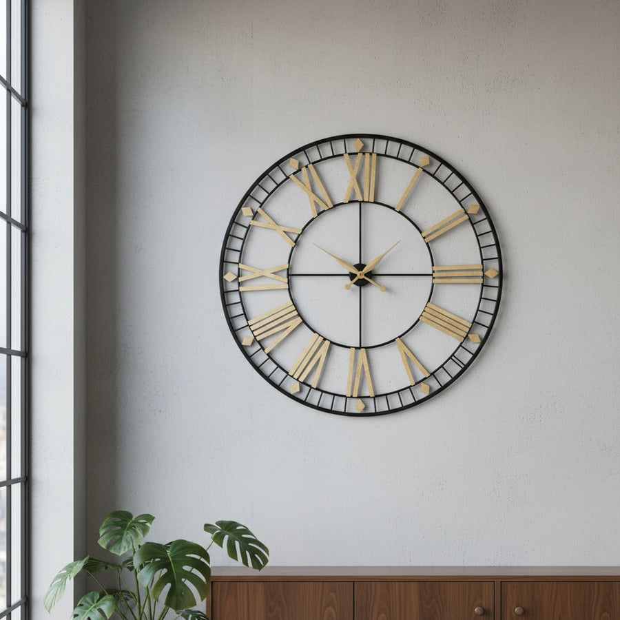Golden Roman Wall Clock