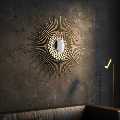 Golden Spiked Metal Wall Mirror