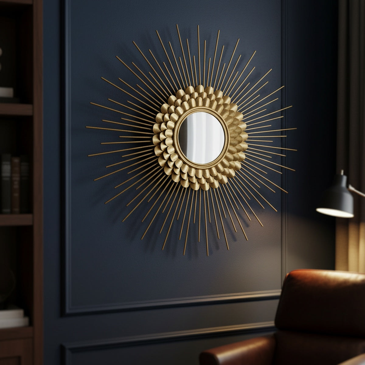 Golden Spiked Metal Wall Mirror