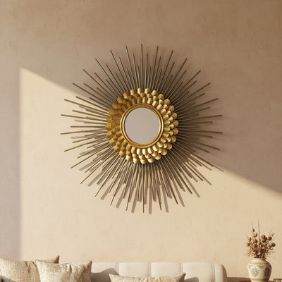 Golden Spiked Metal Wall Mirror