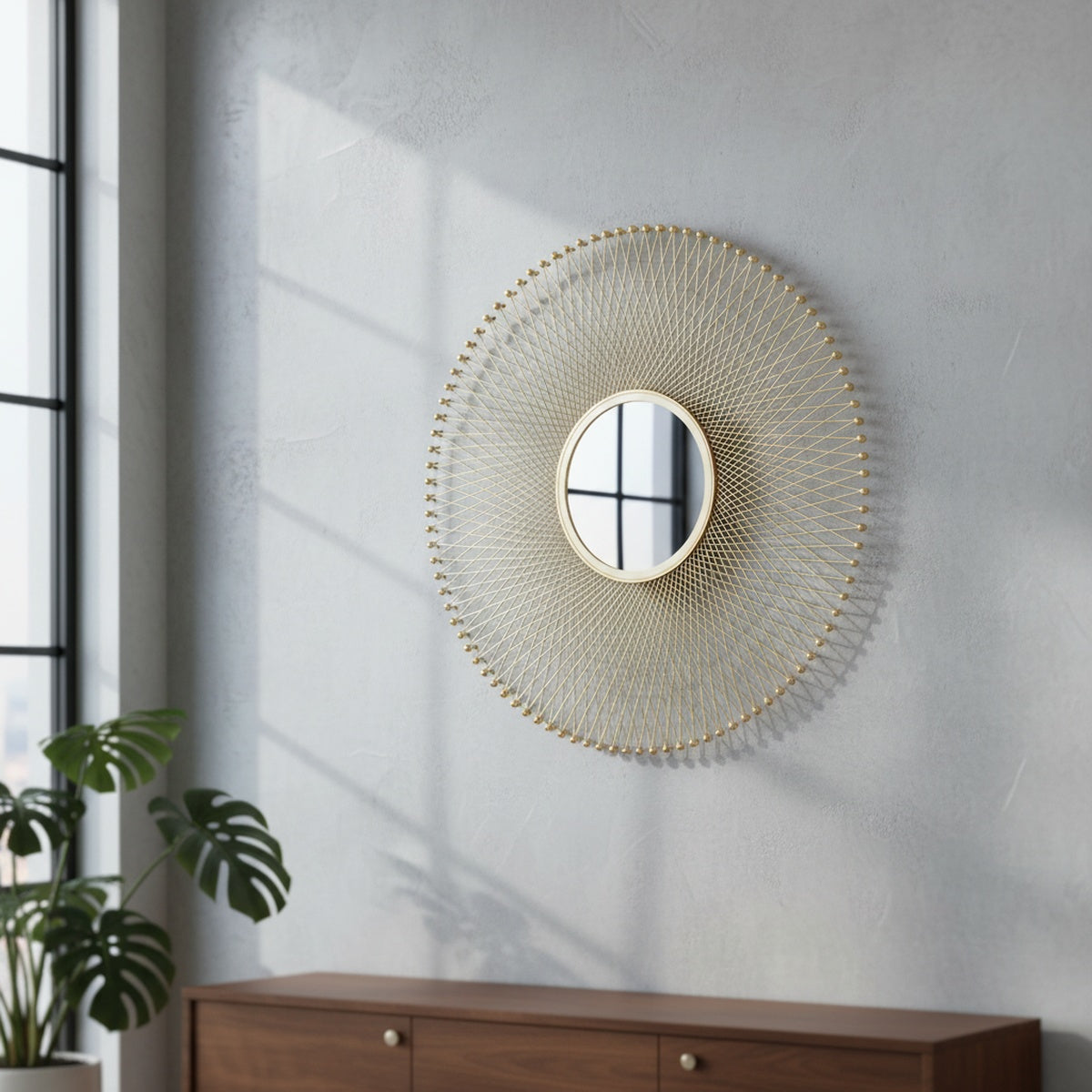 Golden String Metal Wall Mirror