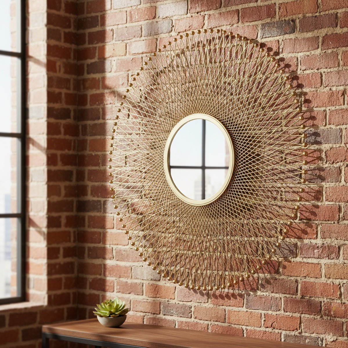 Golden String Metal Wall Mirror