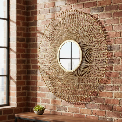 Golden String Metal Wall Mirror