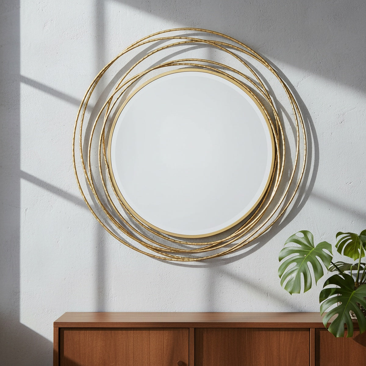 Golden Swirl Metal Wall Mirror