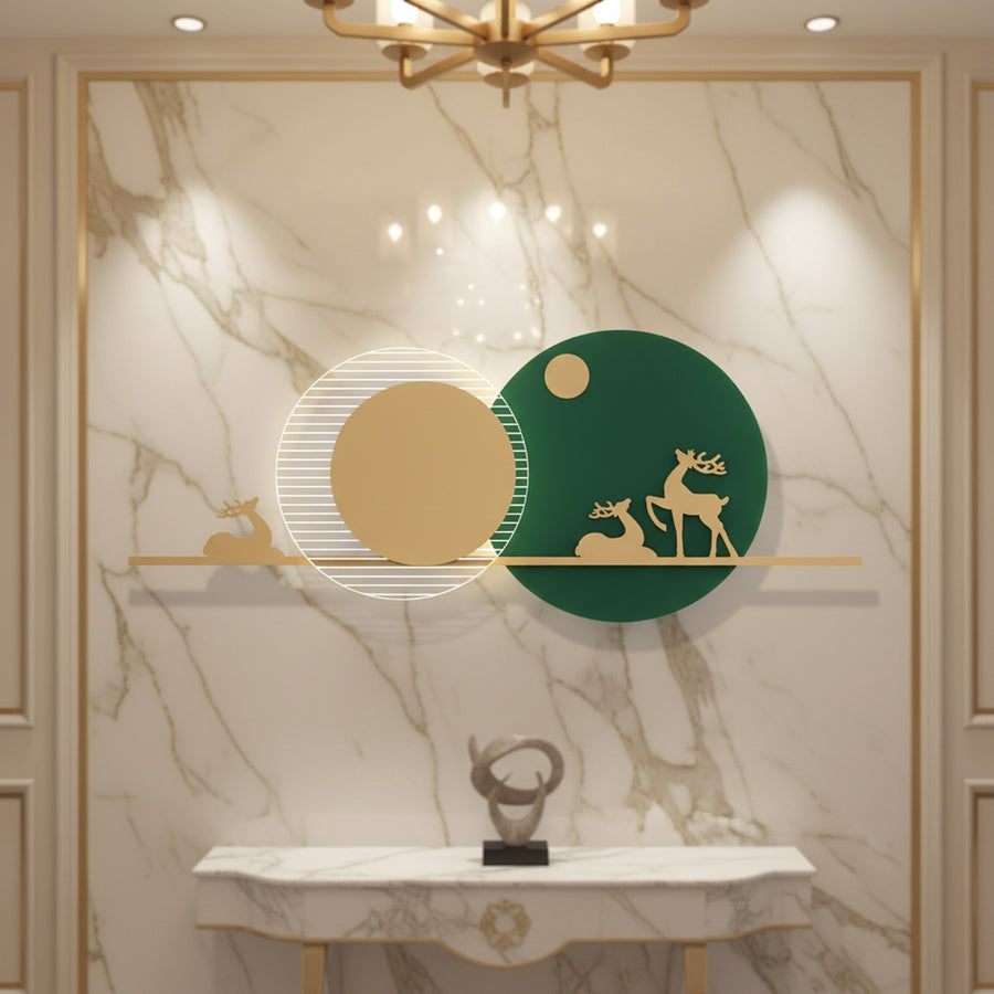 Green Deer LED Metal Wall Art