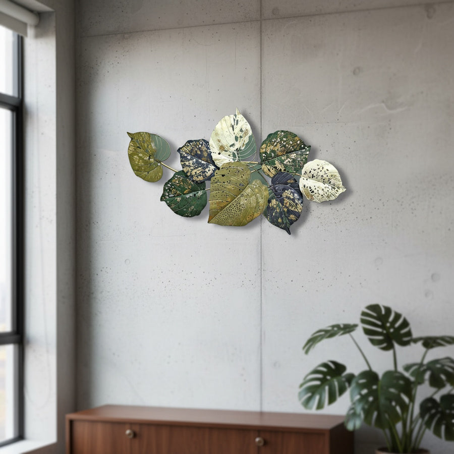 Green Gold Leaf Metal Wall Art