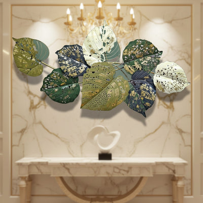 Green Gold Leaf Metal Wall Art