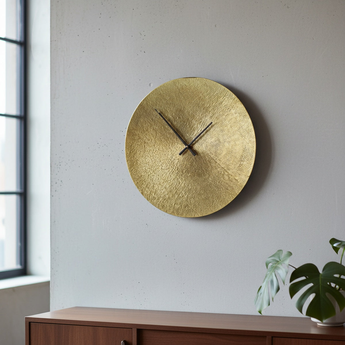 Hammered Golden Metal Wall Clock