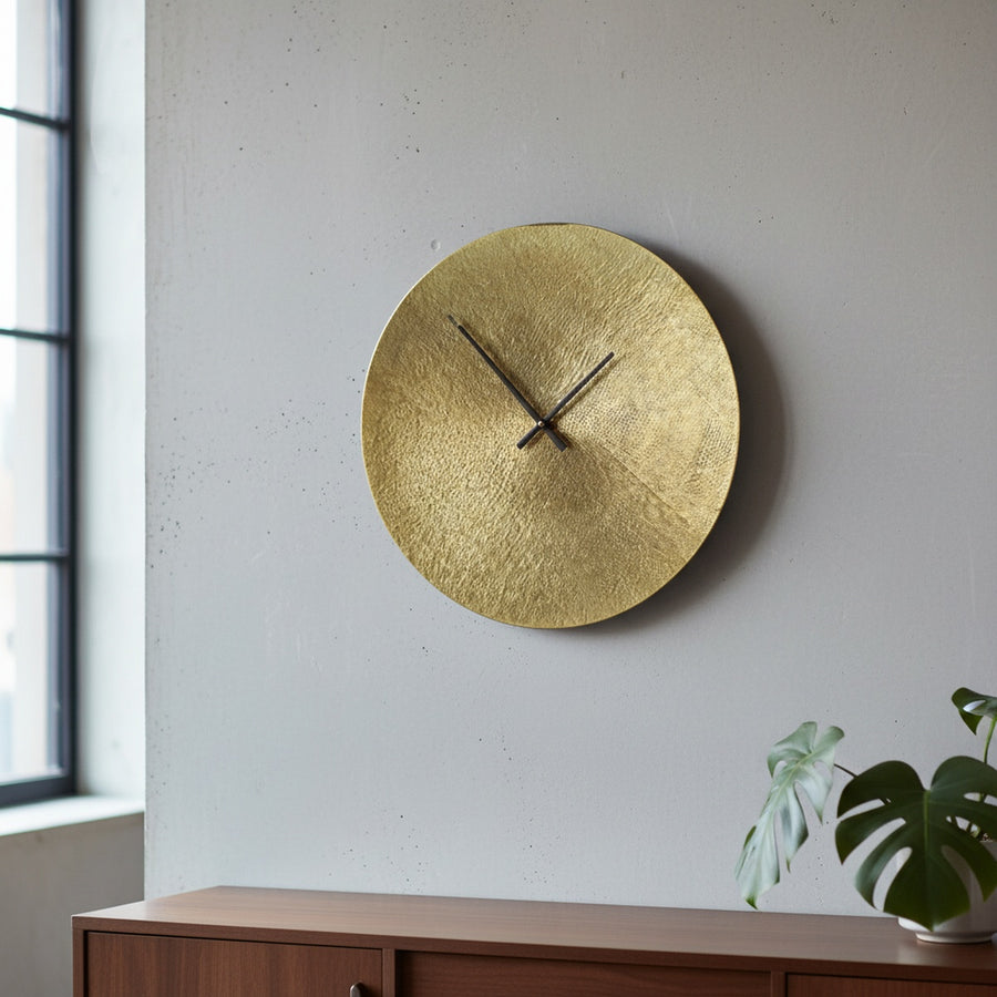 Hammered Golden Metal Wall Clock