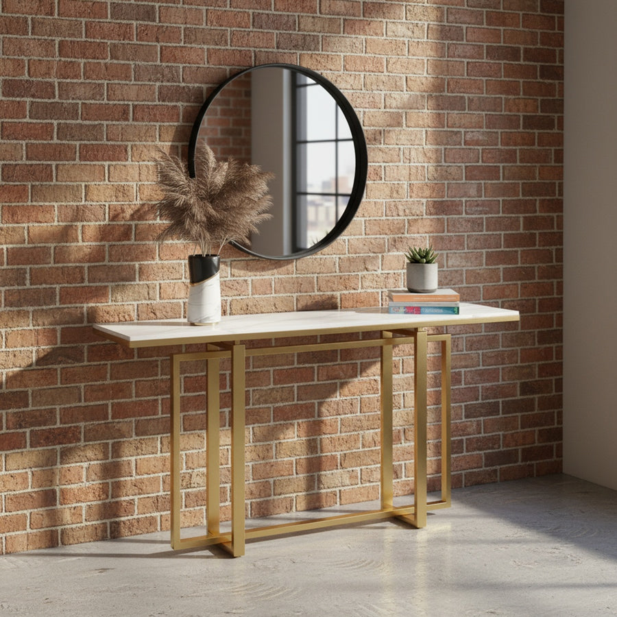 Intercrossed Gold Marble Console Table