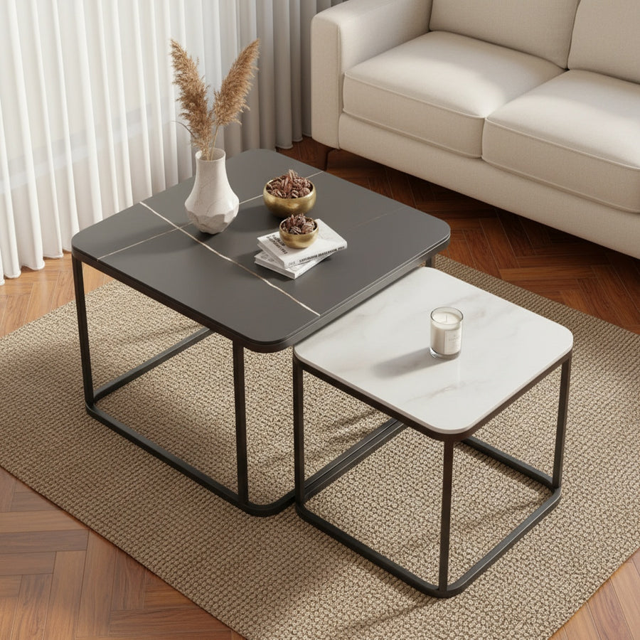 Marble Square Nesting Table Set of 2