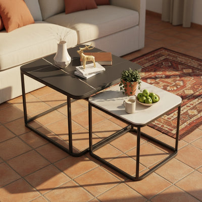 Marble Square Nesting Table Set of 2