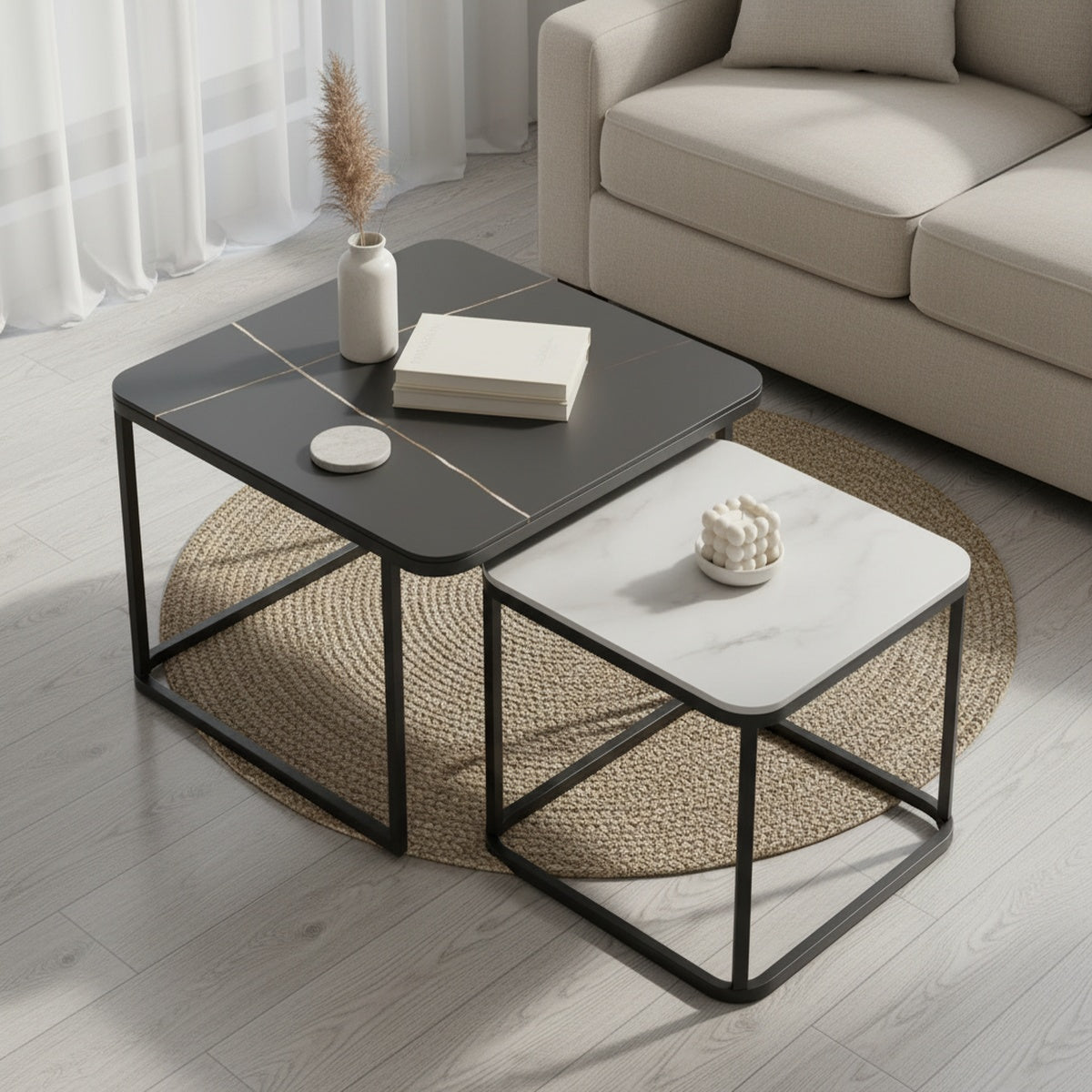Marble Square Nesting Table Set of 2