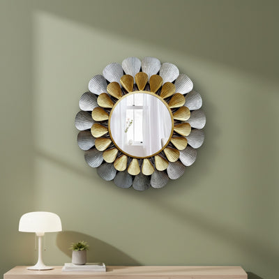 Metal Rose Petals Decorative Mirror
