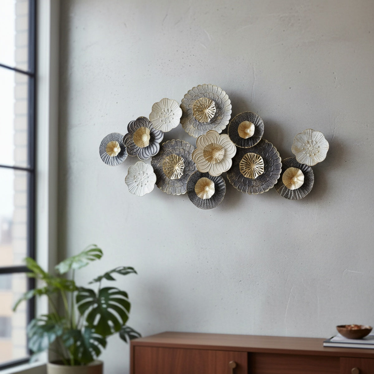 Metallic Blossom Metal Wall Art