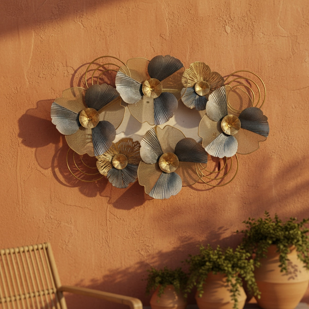 Metallic Floral Metal Wall Art