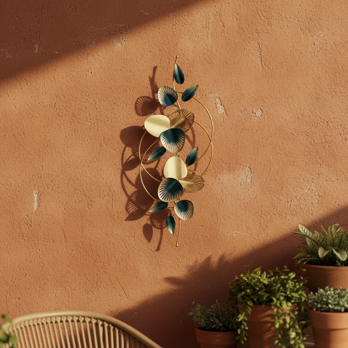 Mint Entwined Leaves Metal Wall Art