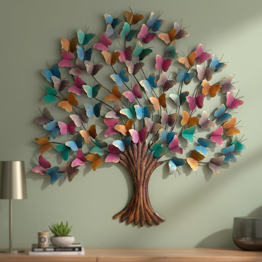 Multicolour Butterfly Metal Wall Art