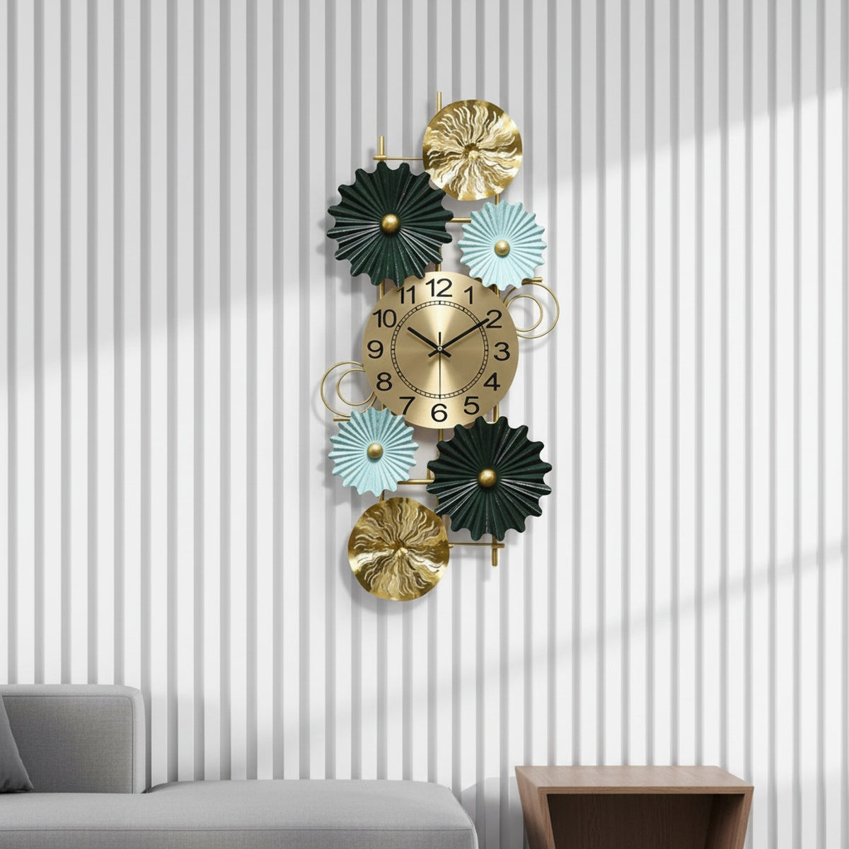 Multicolour Floral Metal Wall Clock