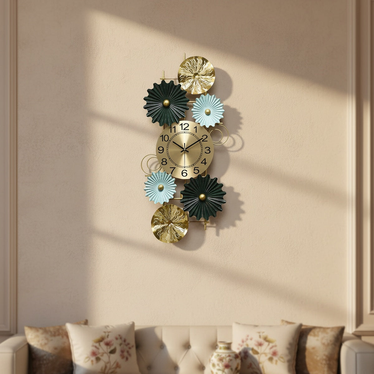 Multicolour Floral Metal Wall Clock