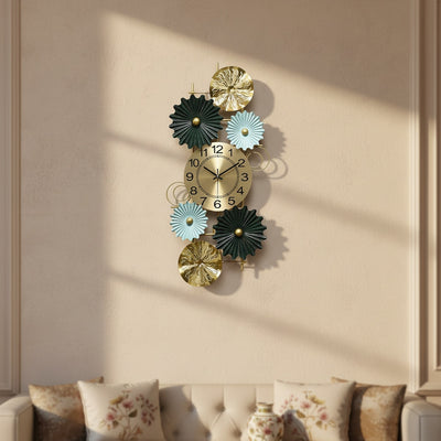Multicolour Floral Metal Wall Clock