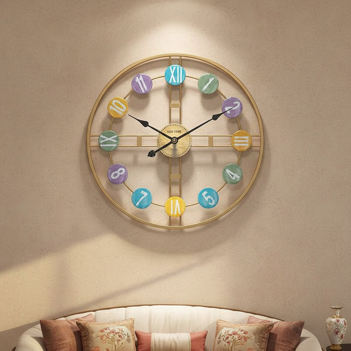 Multicolour Mixed Numeral Wall Clock