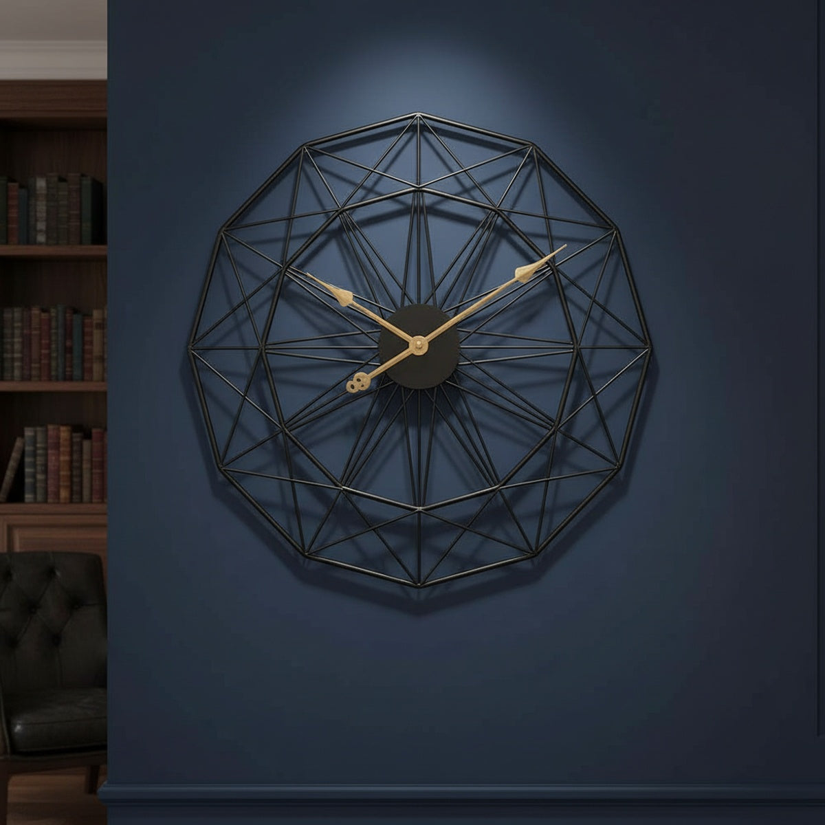 Octagonal Golden Metal Wall Clock