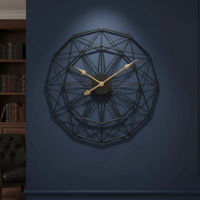 Octagonal Golden Metal Wall Clock