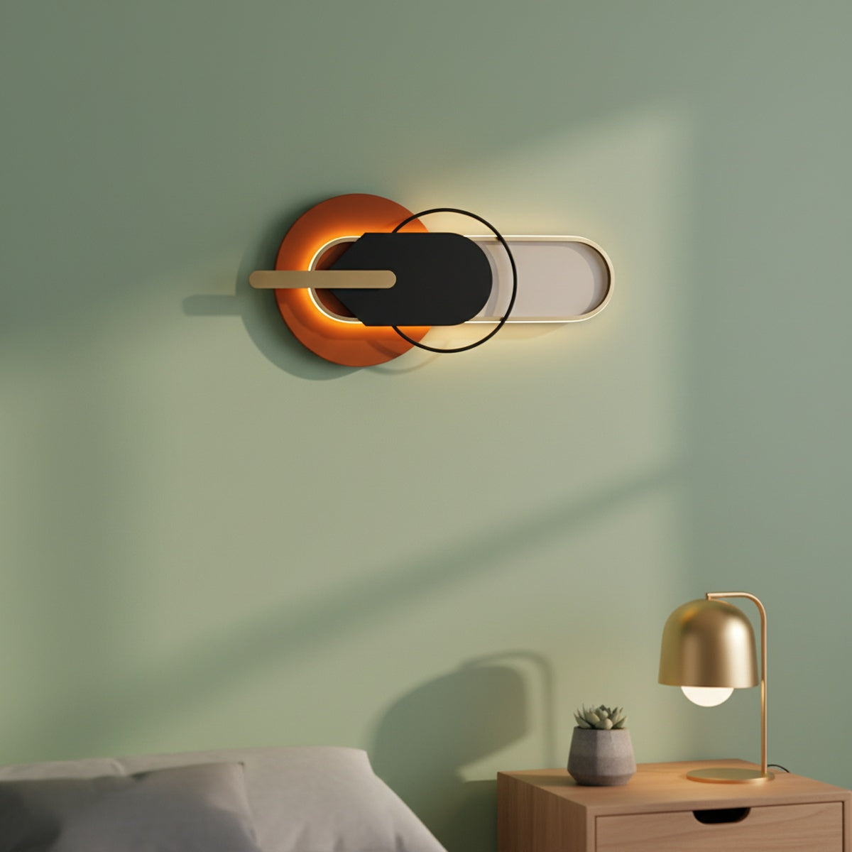 Orange Black LED Metal Wall Art
