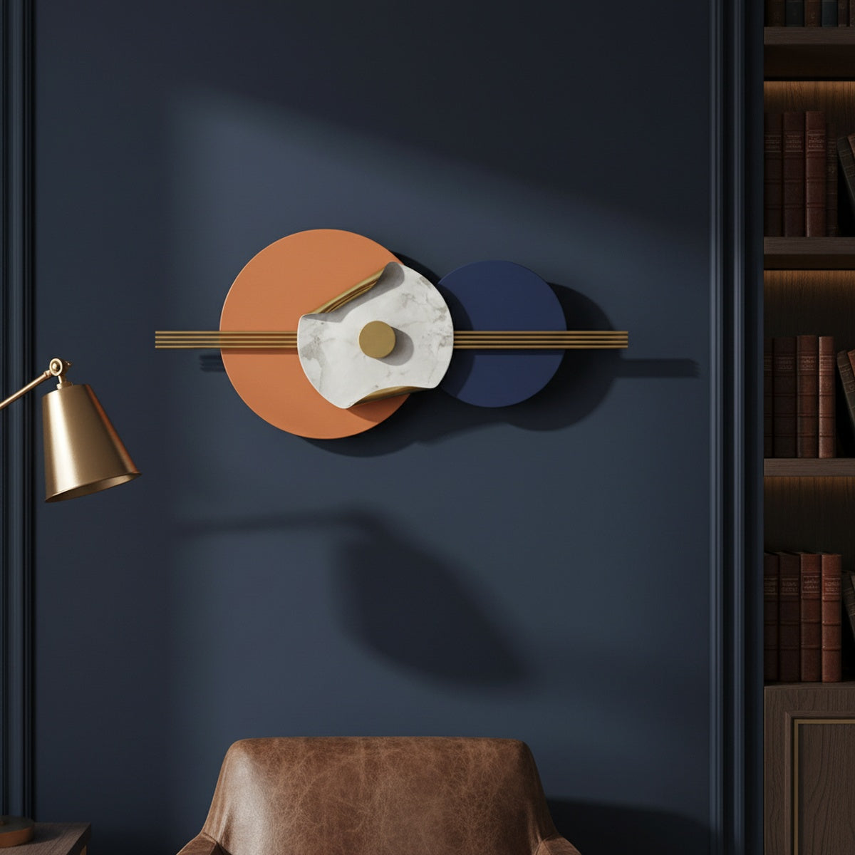 Orange Blue Circles Metal Wall Art